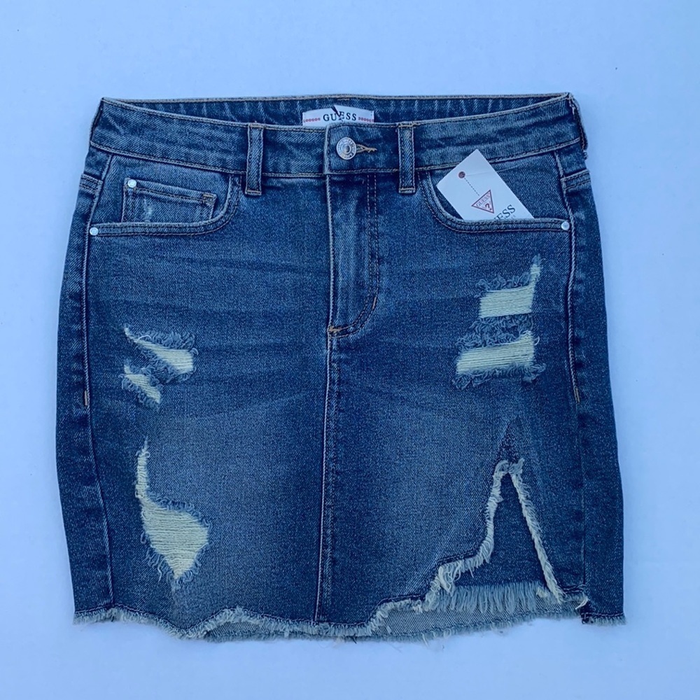 New GUESS Denim Destroyed Skirt SZ 27